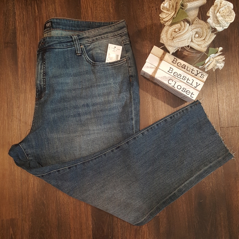Kut From The Kloth Catherine High Rise Boyfriend Raw Hem Jeans with Stretch 20W